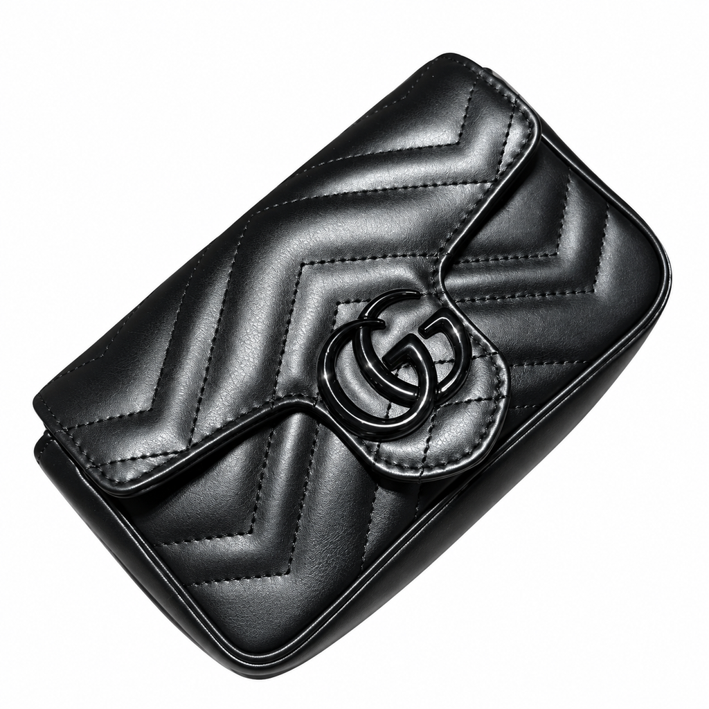 Gucci GG Marmont Super Mini Bag in Tonal Black with Black Hardware