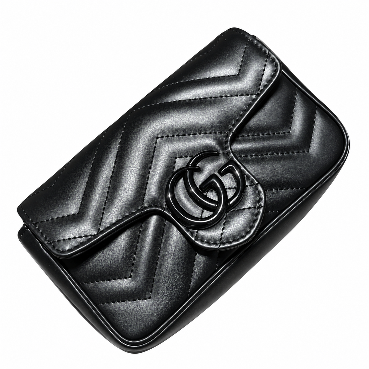 Gucci GG Marmont Super Mini Bag in Tonal Black with Black Hardware