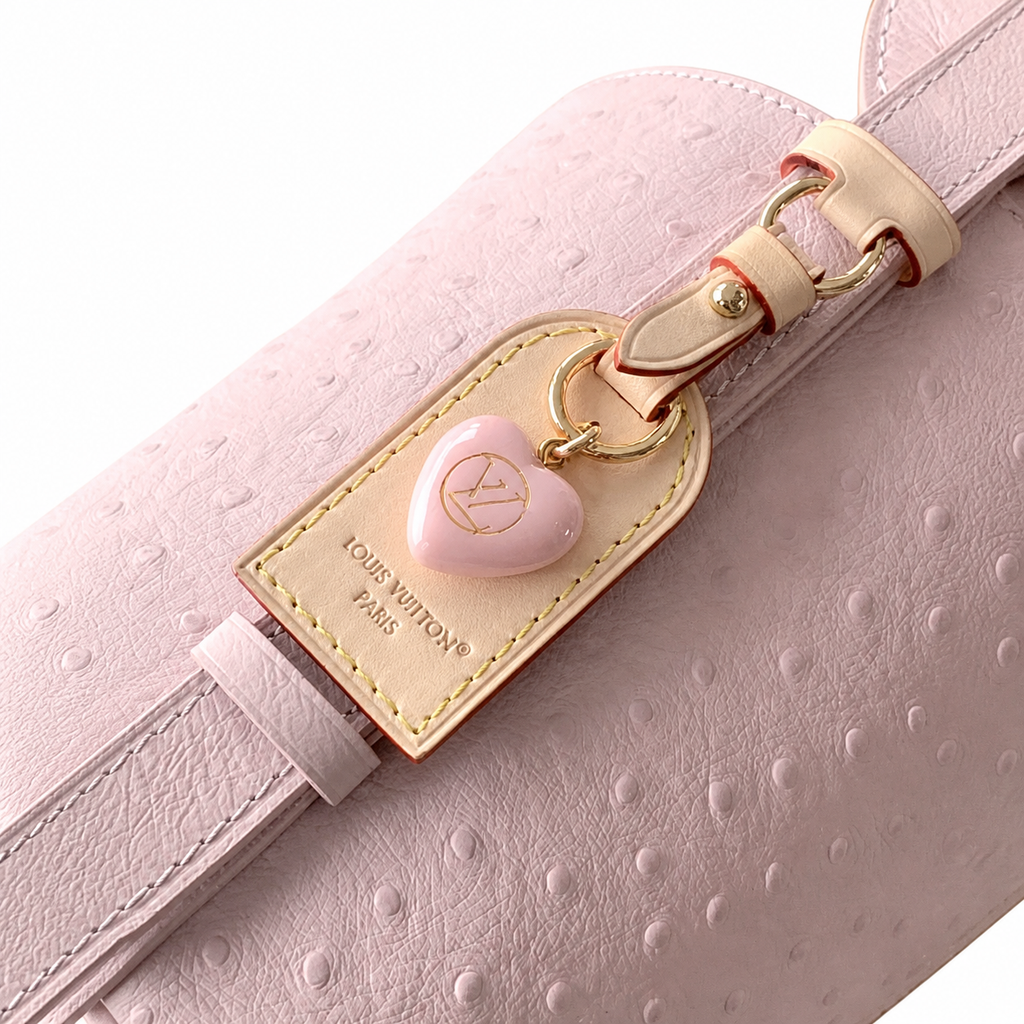 Louis Vuitton Papillon BB — Ostrich Leather in Rose Poudre with Heart Charm
