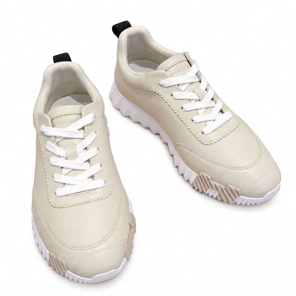 Hermès Cream Sneakers with Sculpted White Sole