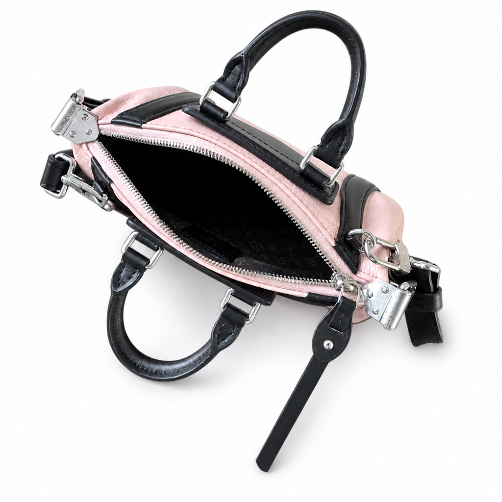 Louis Vuitton Mahina Cylinder — Rose Ballerine Perforated Calfskin, Racing Stripes & Silver Hardware