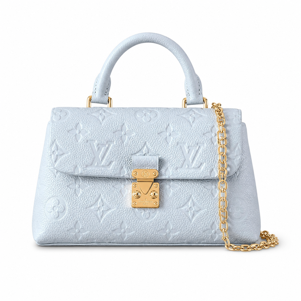 Louis Vuitton Madeleine BB — Monogram Empreinte Leather in Bleu Glacier with Gold LV Lock