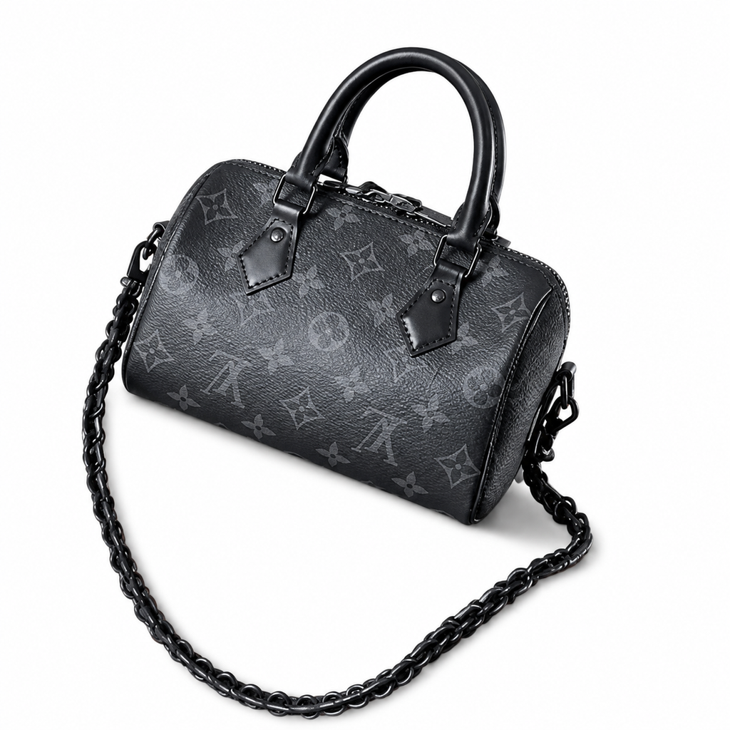 Louis Vuitton Papillon BB — Monogram Eclipse Canvas, All-Black Hardware & Black Chain
