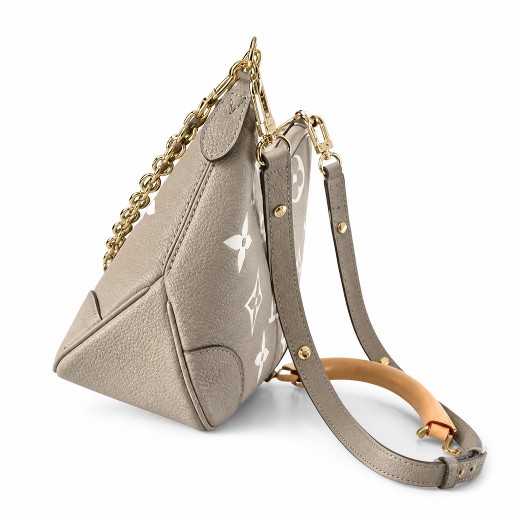 Louis Vuitton Bagatelle — Tourterelle Giant Monogram Empreinte, White Contrast & Bow Zip