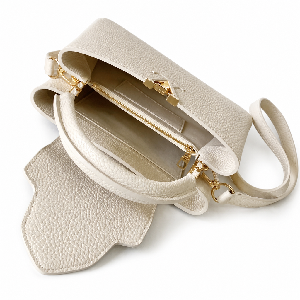 Louis Vuitton Capucines BB — Monogram Empreinte Leather in Crème with Gold Hardware