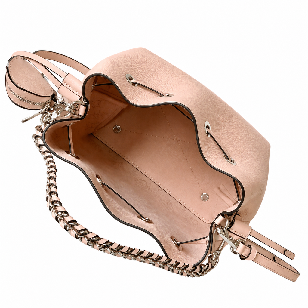 Louis Vuitton Mahina Mini Bucket — Rose Ballerine Perforated, Braided Chain Handle & Round Coin Purse Set