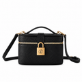 Louis Vuitton Oval Crossbody — Black Empreinte, Antique Gold Padlock & Zip