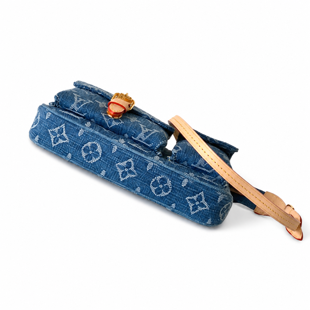 Louis Vuitton Félicie Pochette — Monogram Denim Blue & Vachetta