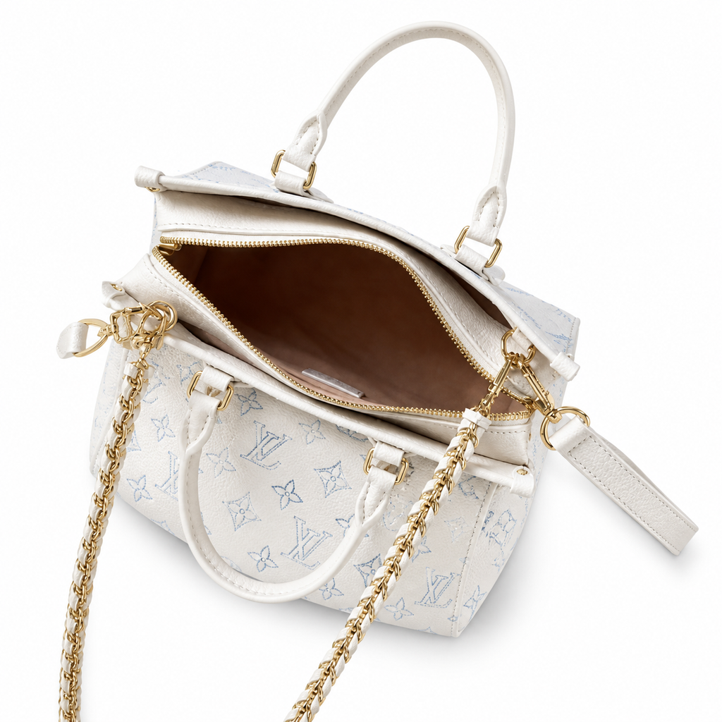 Louis Vuitton OnTheGo BB — Embroidered Monogram Empreinte in Crème & Bleu Glacier