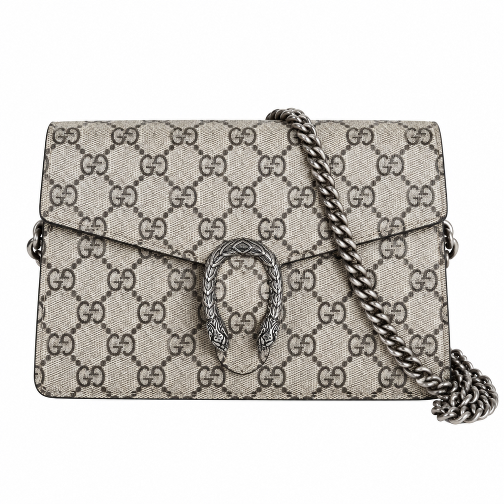 Gucci Dionysus Small Shoulder Bag in Beige GG Supreme Canvas