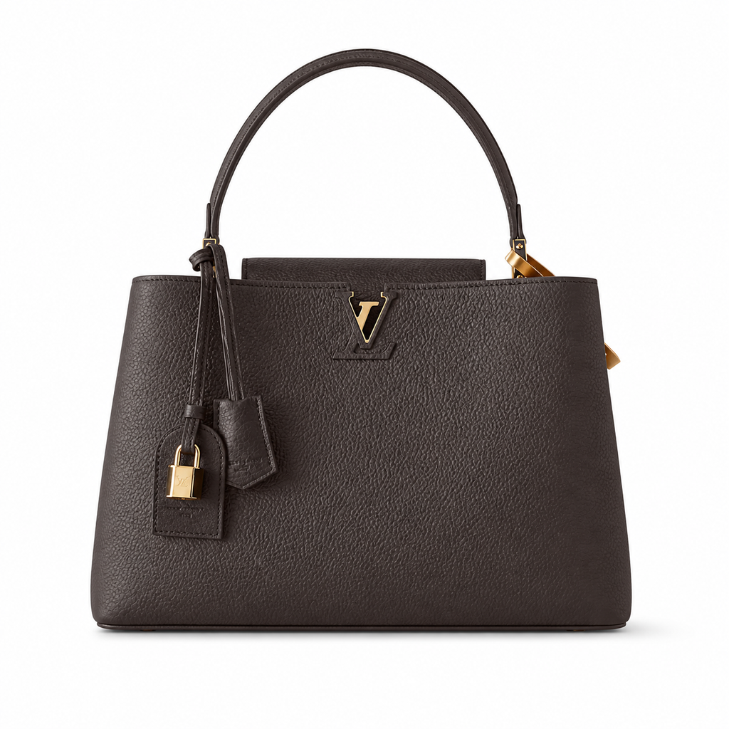 Louis Vuitton Capucines MM — Taurillon Leather in Marron Glacé with Gold LV Lock