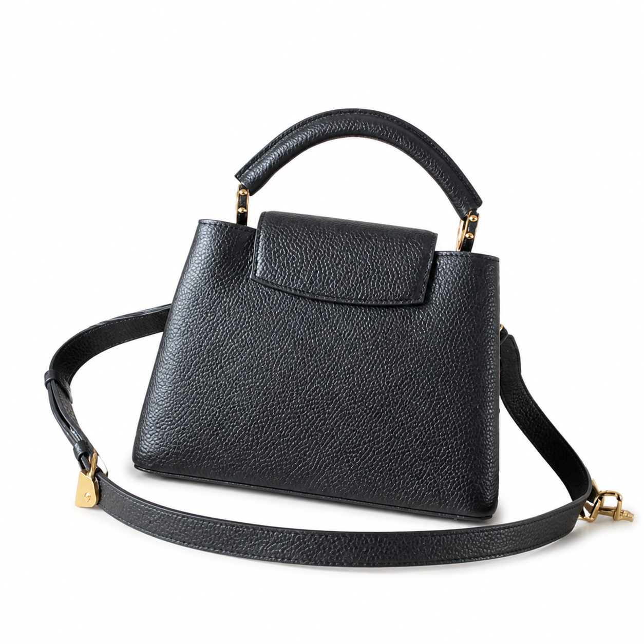 Louis Vuitton Capucines BB — Noir Taurillon, Gold Push-Lock & Mini Padlock