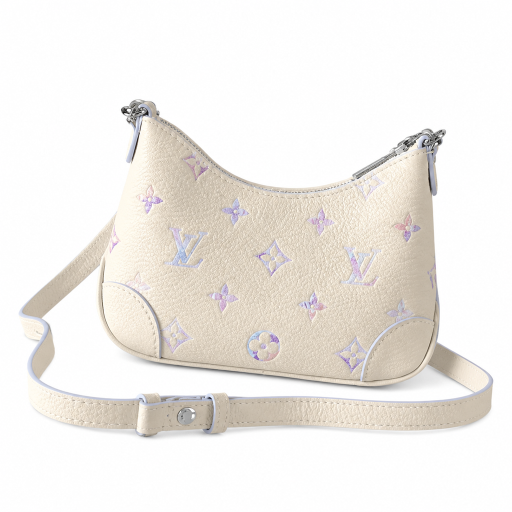 Louis Vuitton Mini Camera Bag — Cream Empreinte, Lavender Braided Chain & Silver Zip