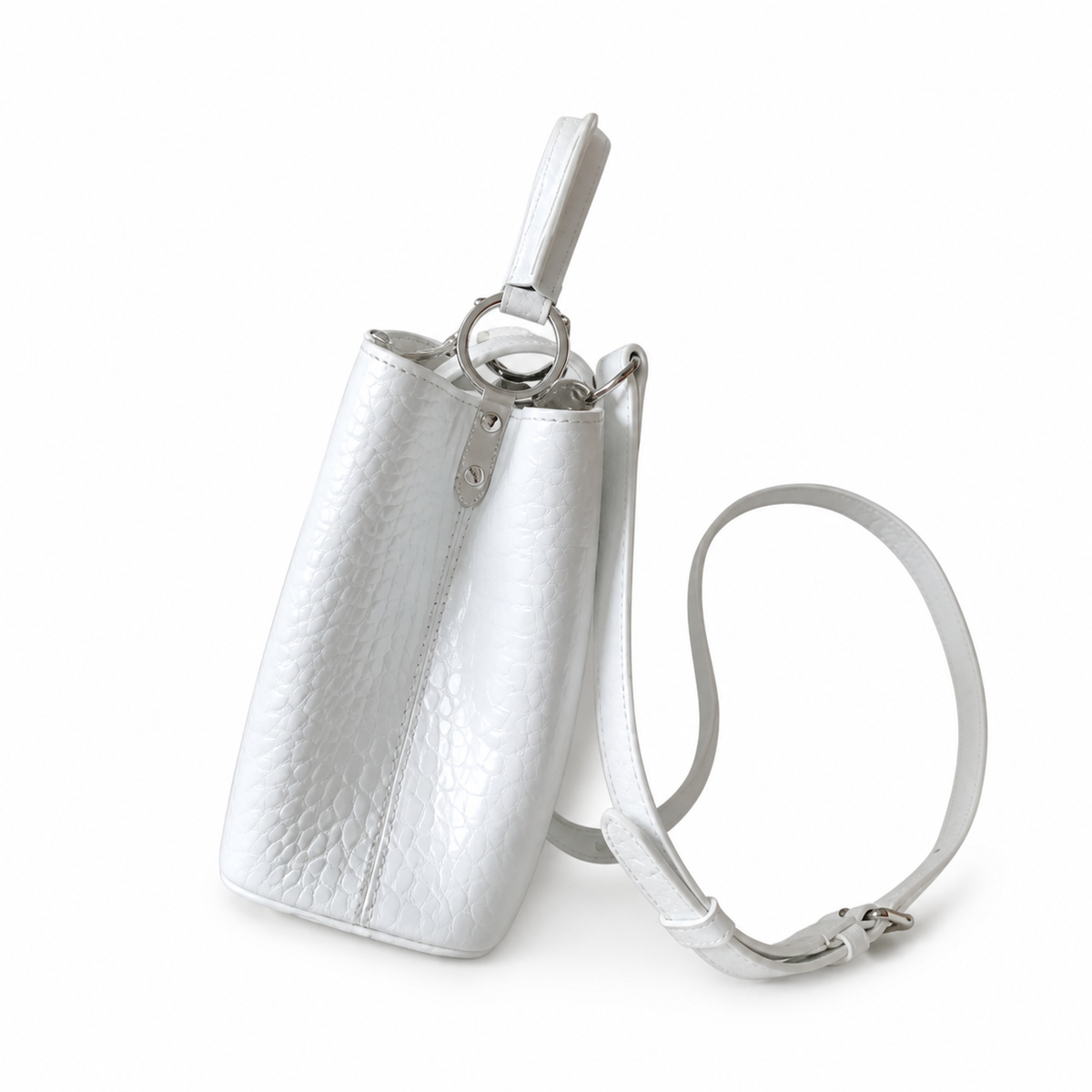 Louis Vuitton Locky BB — Crocodilien Embossed Leather in Blanc with Silver Hardware