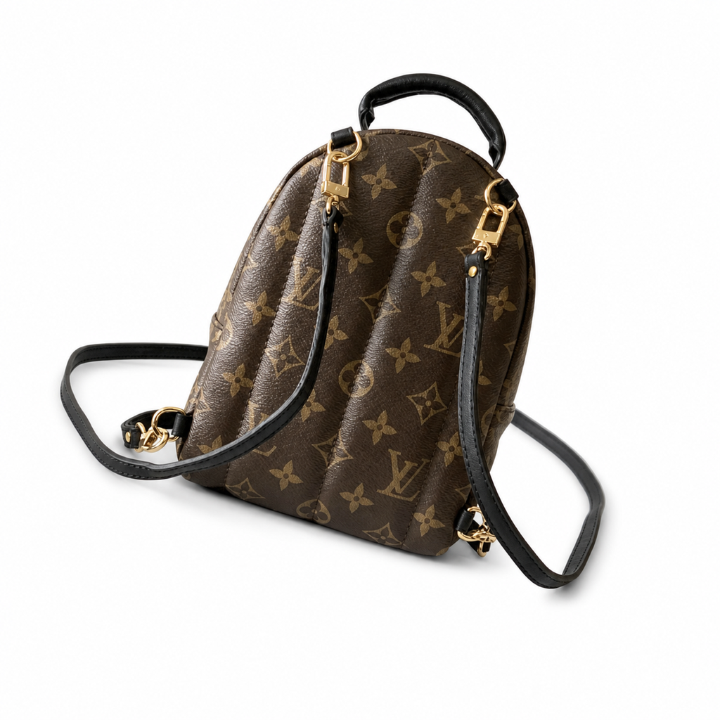 Louis Vuitton Mini Backpack — Monogram Canvas, Black Leather Straps & Gold Hardware