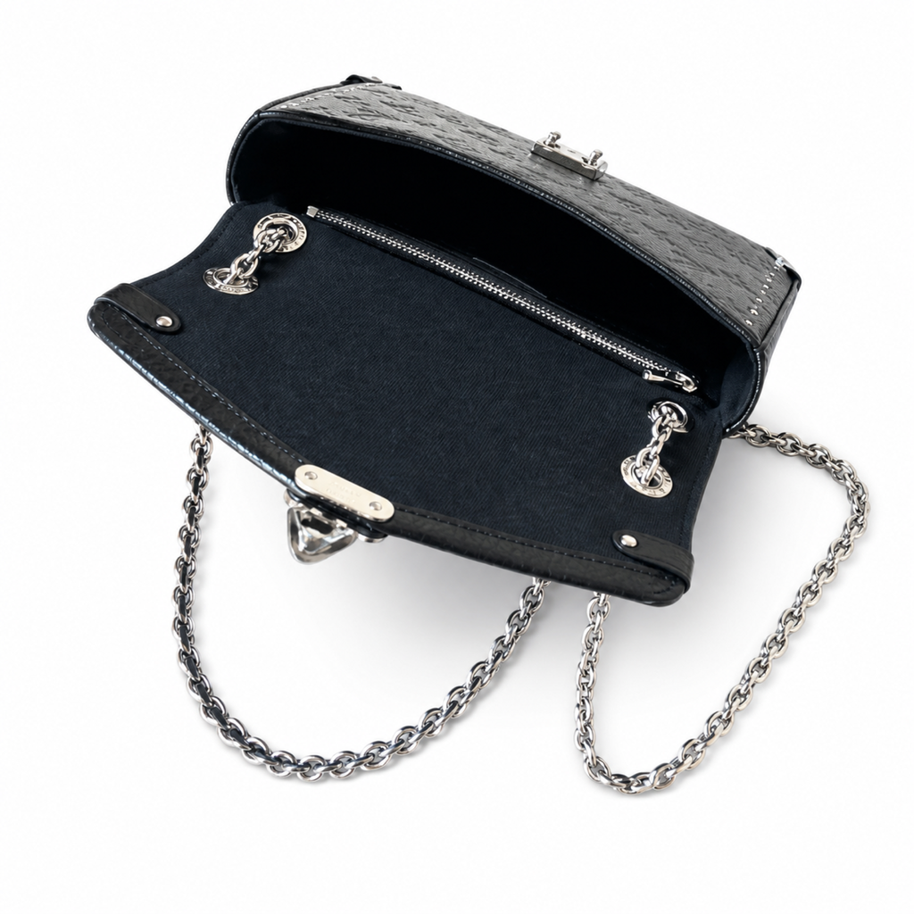Louis Vuitton Dauphine MM — Noir Patent Monogram Embossed