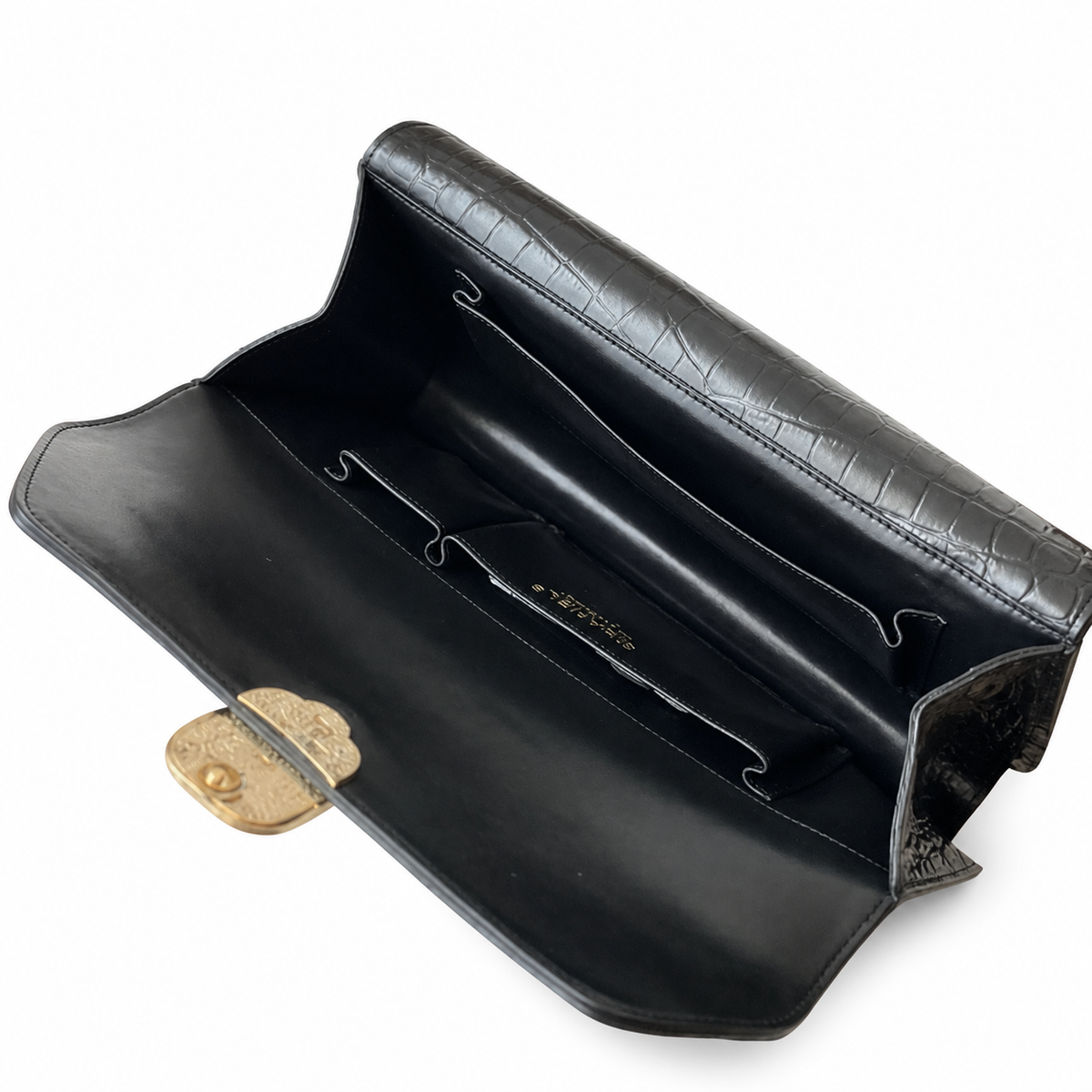 Chanel Croc-Embossed Jewel Clasp Clutch