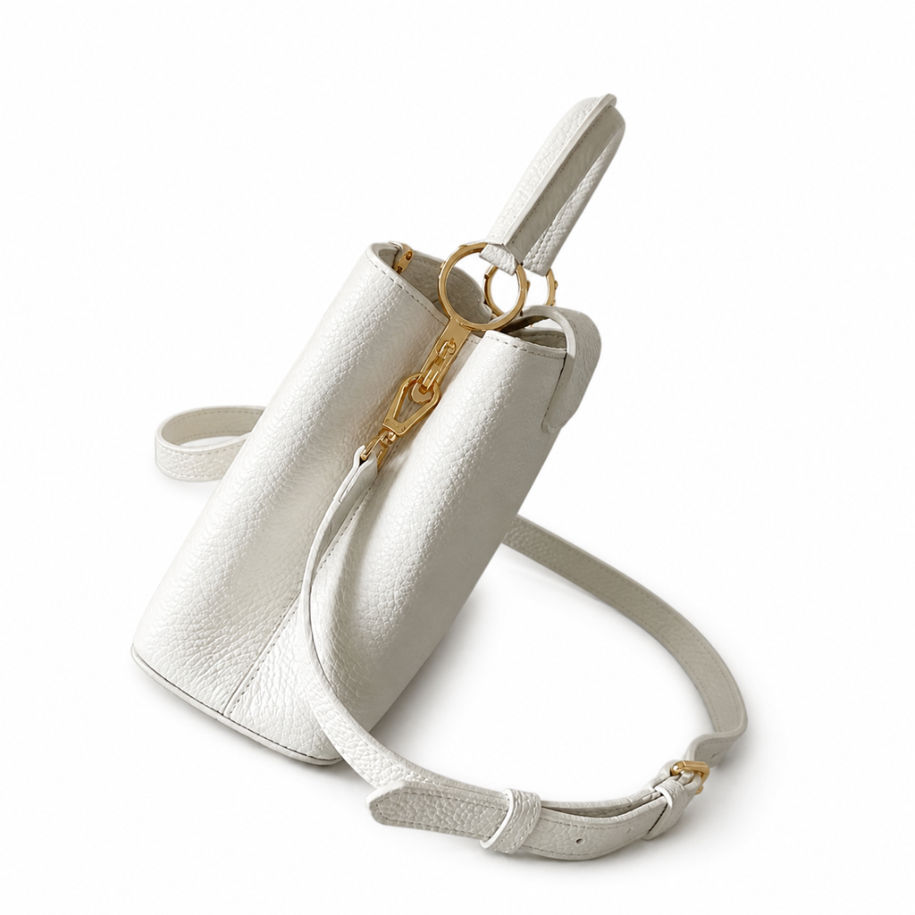 Louis Vuitton Capucines Mini — White Taurillon, Gold LV Clasp & Dome Feet