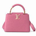 Louis Vuitton Capucines BB — Taurillon Leather in Rose Lilas with Gold LV Clasp & Chain Handle