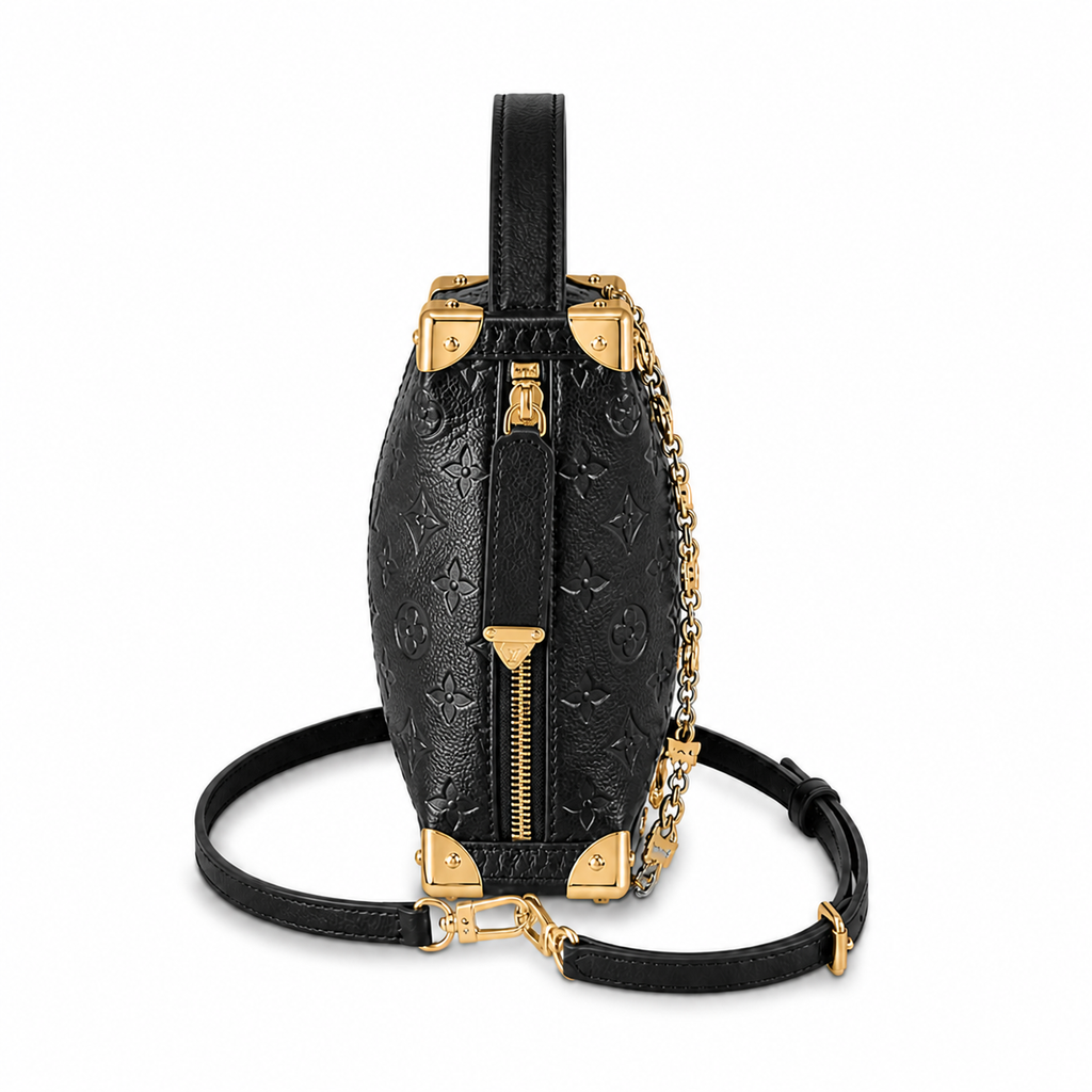 Louis Vuitton Side Trunk MM — Noir Empreinte, Quatrefoil Floral Chain, Black Top Handle & Dual Push-Lock