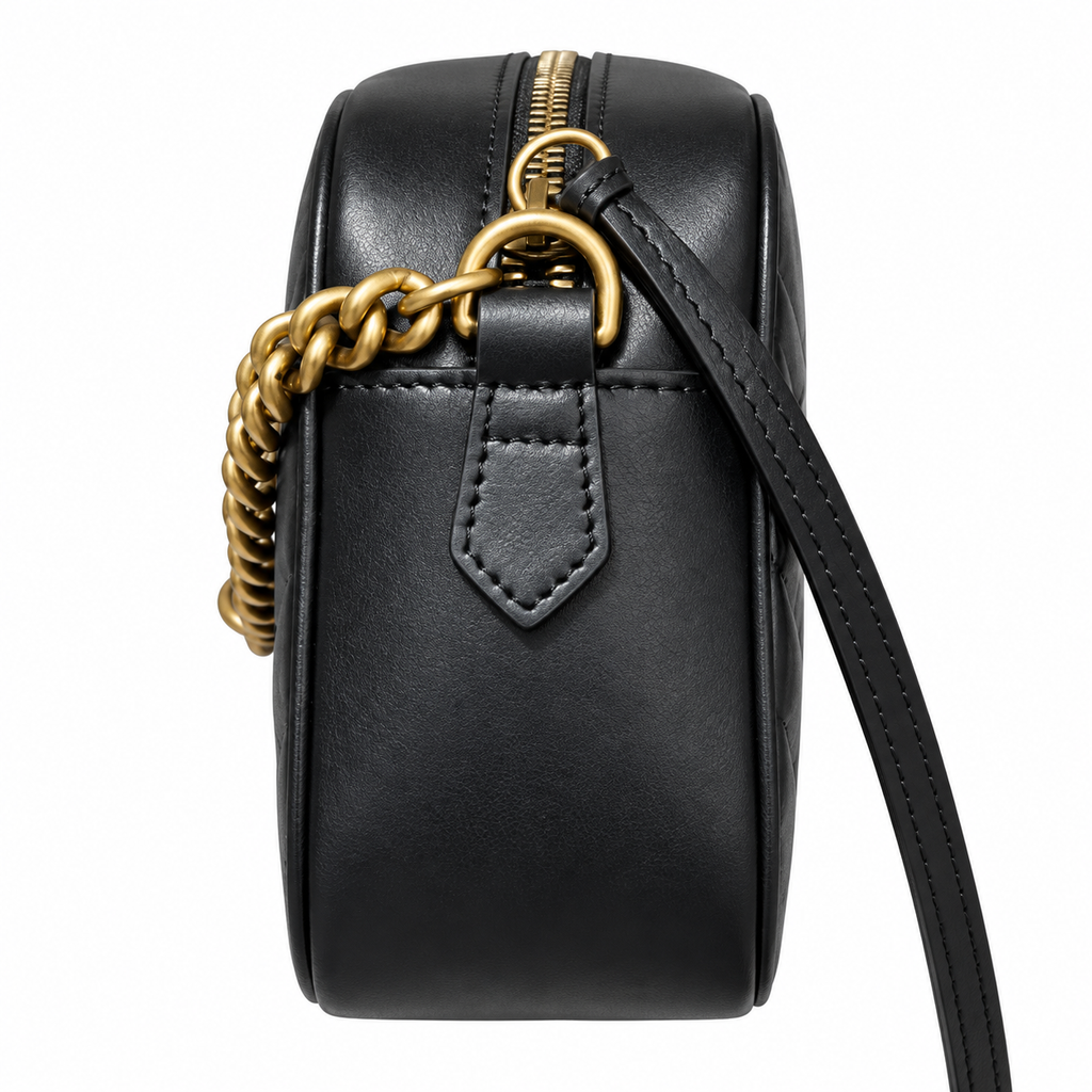 Gucci GG Marmont Small Camera Bag in Black Matelassé