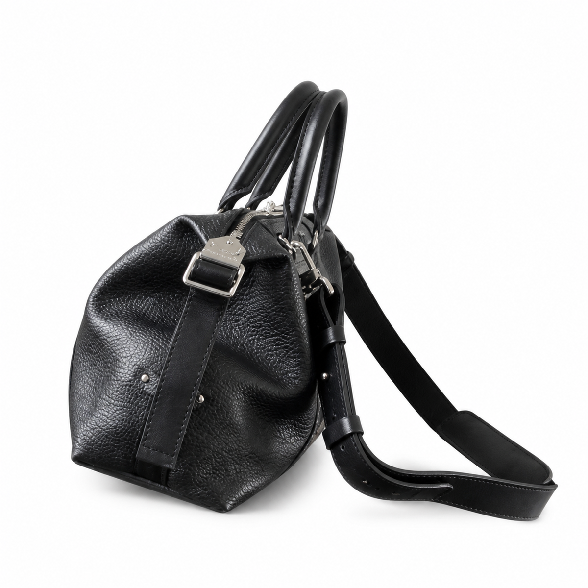 Louis Vuitton Mahina Cylinder — Noir Black Perforated Calfskin, Tonal Racing Stripes & Silver LV Badge