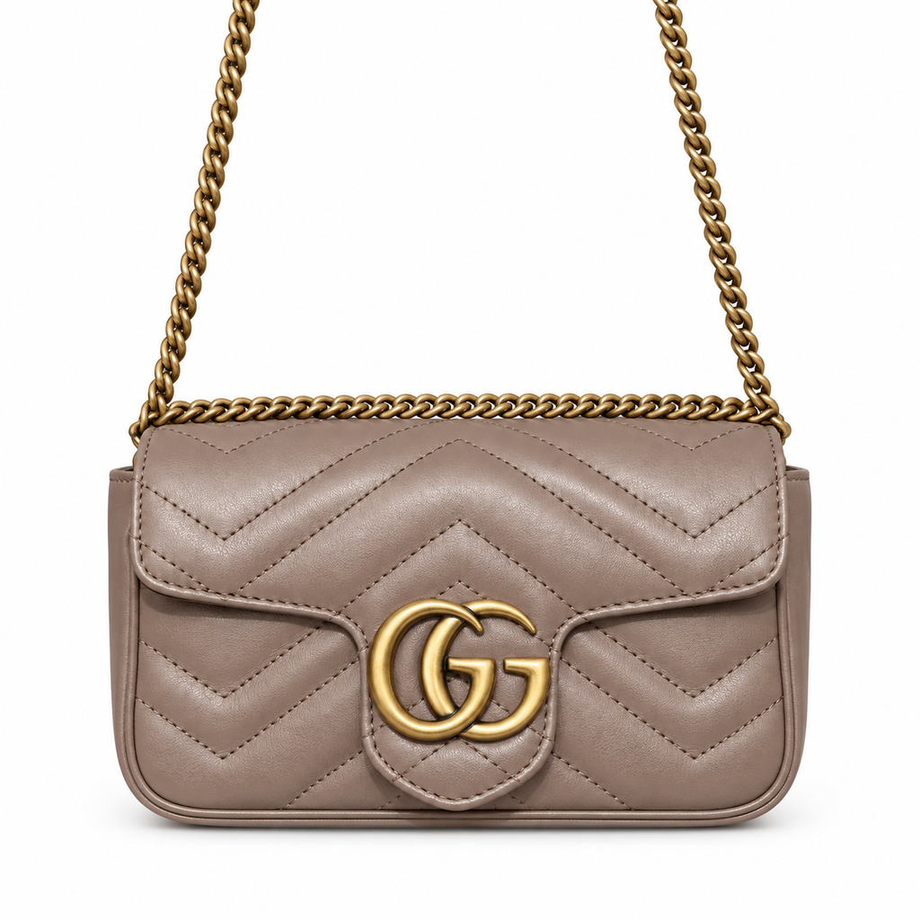 Gucci GG Marmont Super Mini Bag in Taupe Matelassé