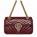 Gucci GG Marmont Small Flap Bag in Bordeaux Matelassé