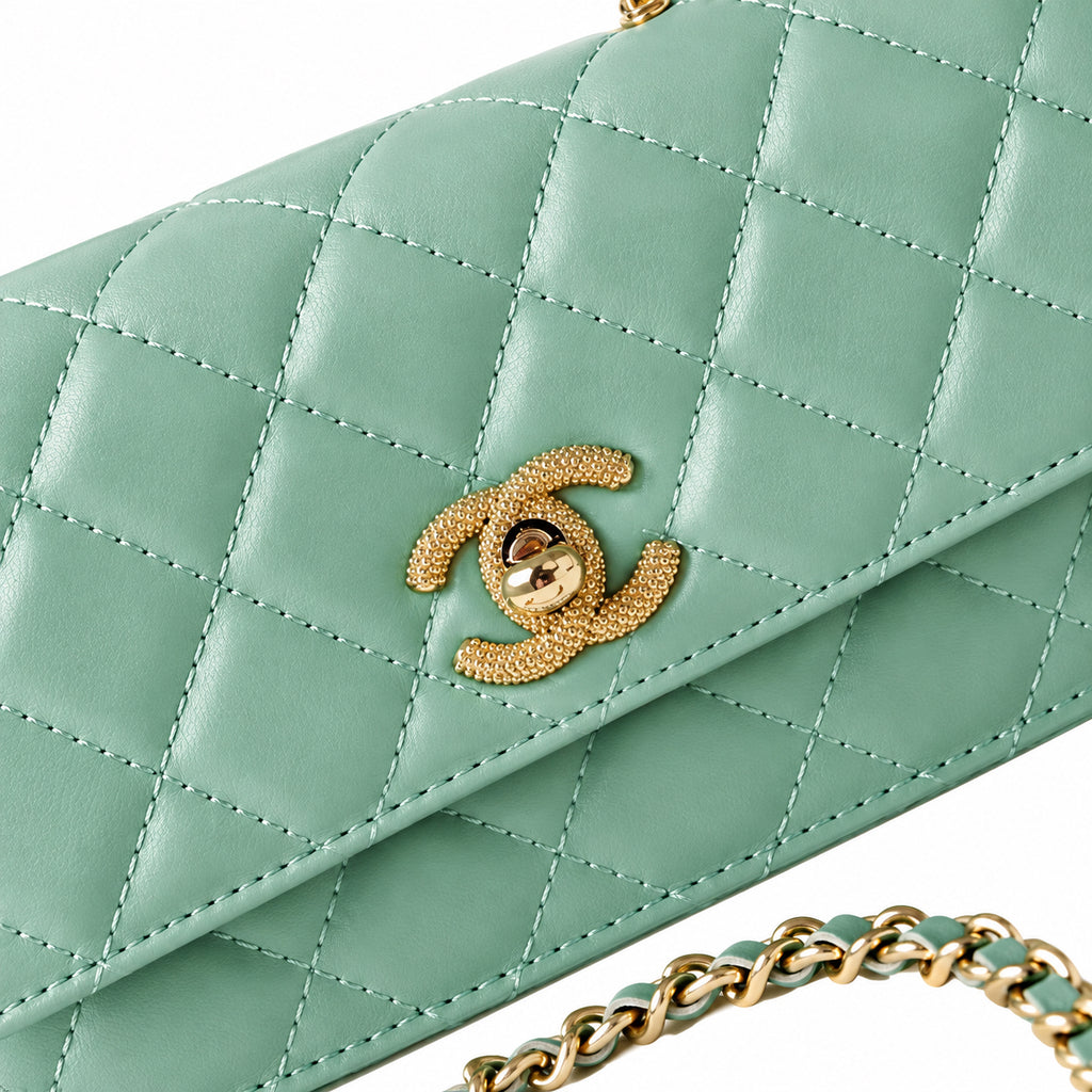 Chanel Quilted Leather Refined Chain Crossbody Bag