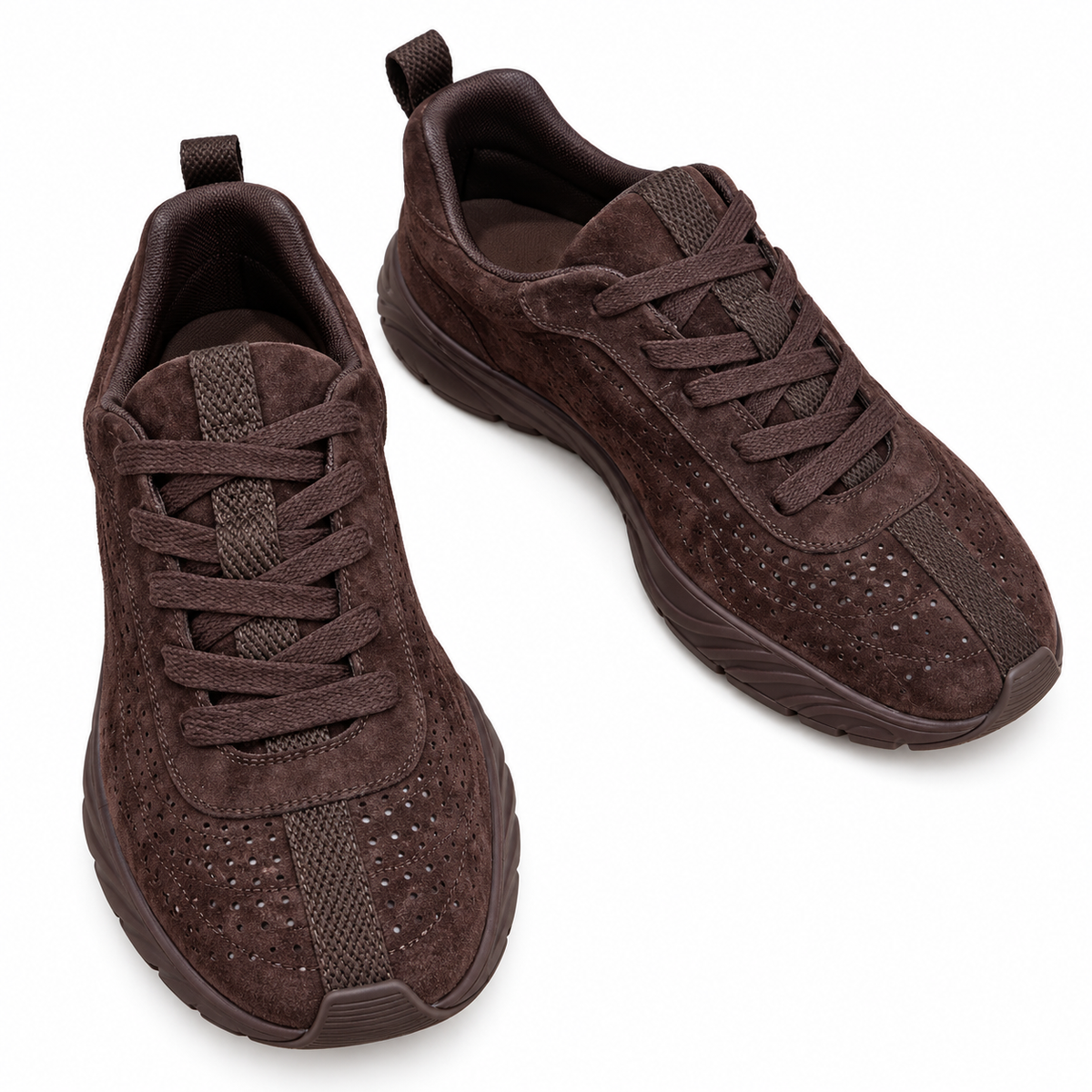 Hermès Dark Brown Perforated Low-Top Sneakers