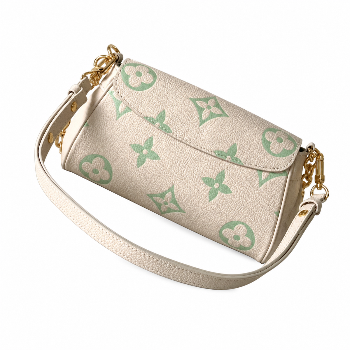 Louis Vuitton Wallet on Chain Ivy — Monogram Empreinte in Crème & Mint
