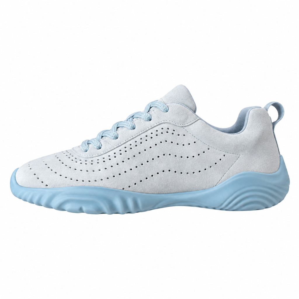 Hermès Gray & Blue Perforated Lace-Up Sneakers