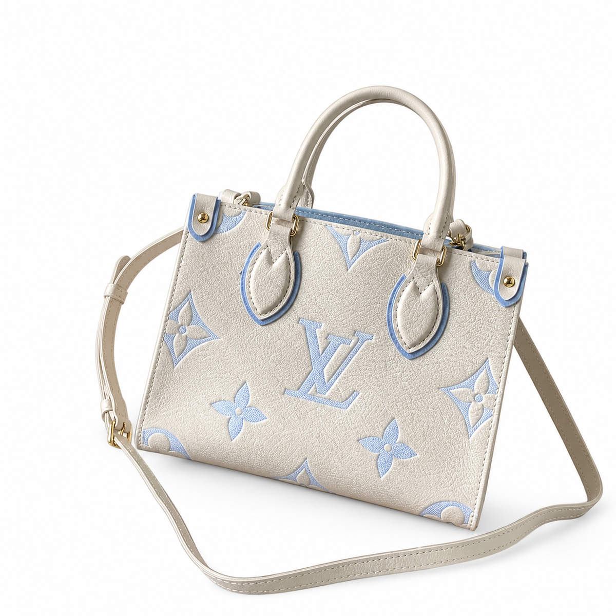 Louis Vuitton Onthego PM — Giant Monogram Empreinte in Crème & Baby Blue