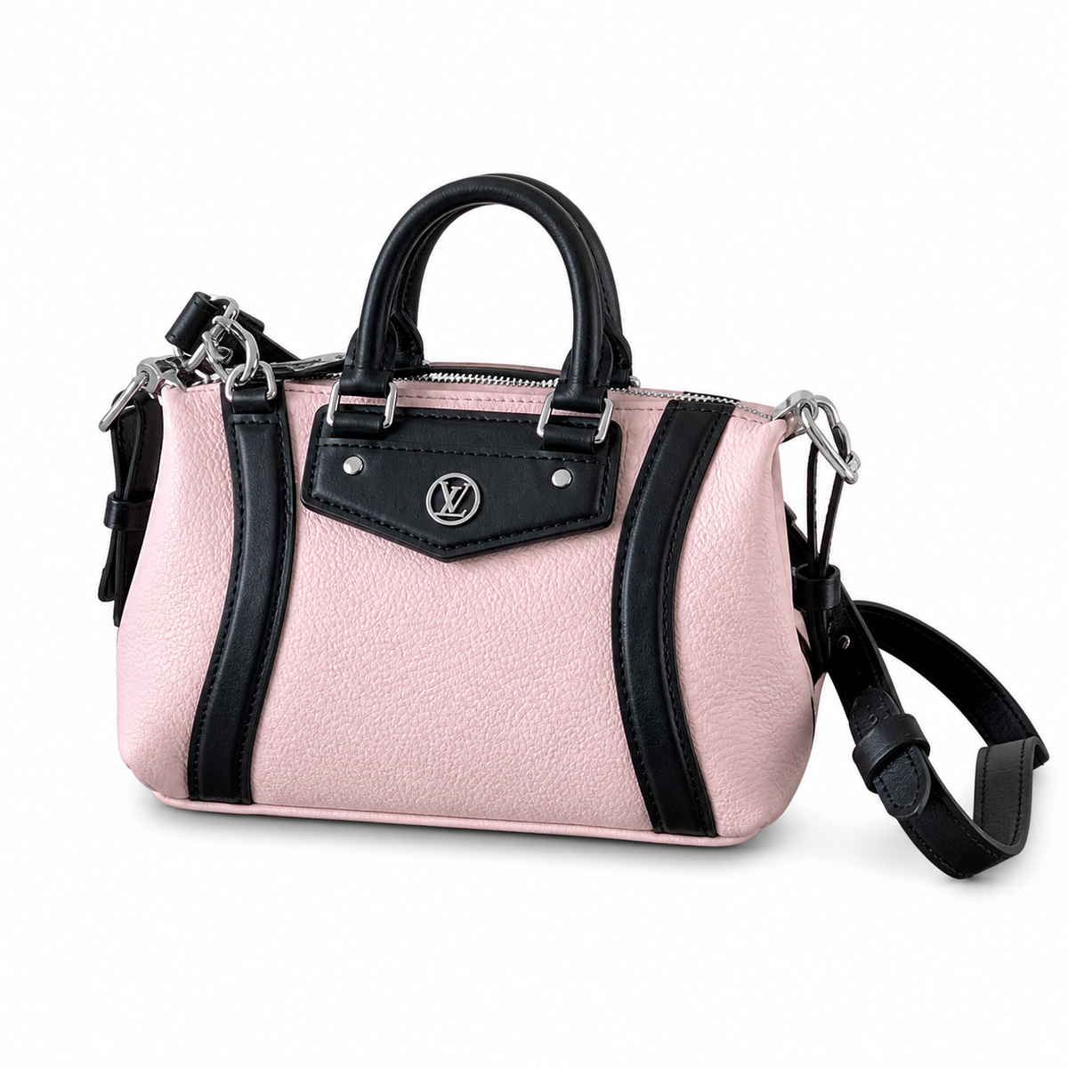 Louis Vuitton Mahina Cylinder — Rose Ballerine Perforated Calfskin, Racing Stripes & Silver Hardware