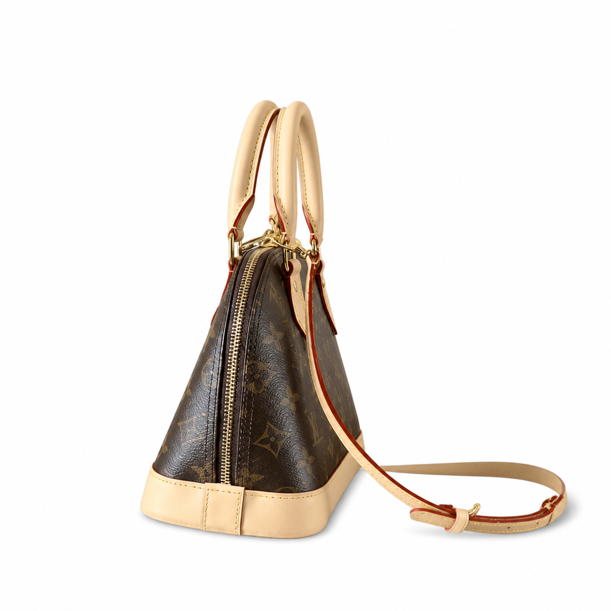 Louis Vuitton Alma BB — Monogram Canvas, Vachetta Handles & Gold Zipper