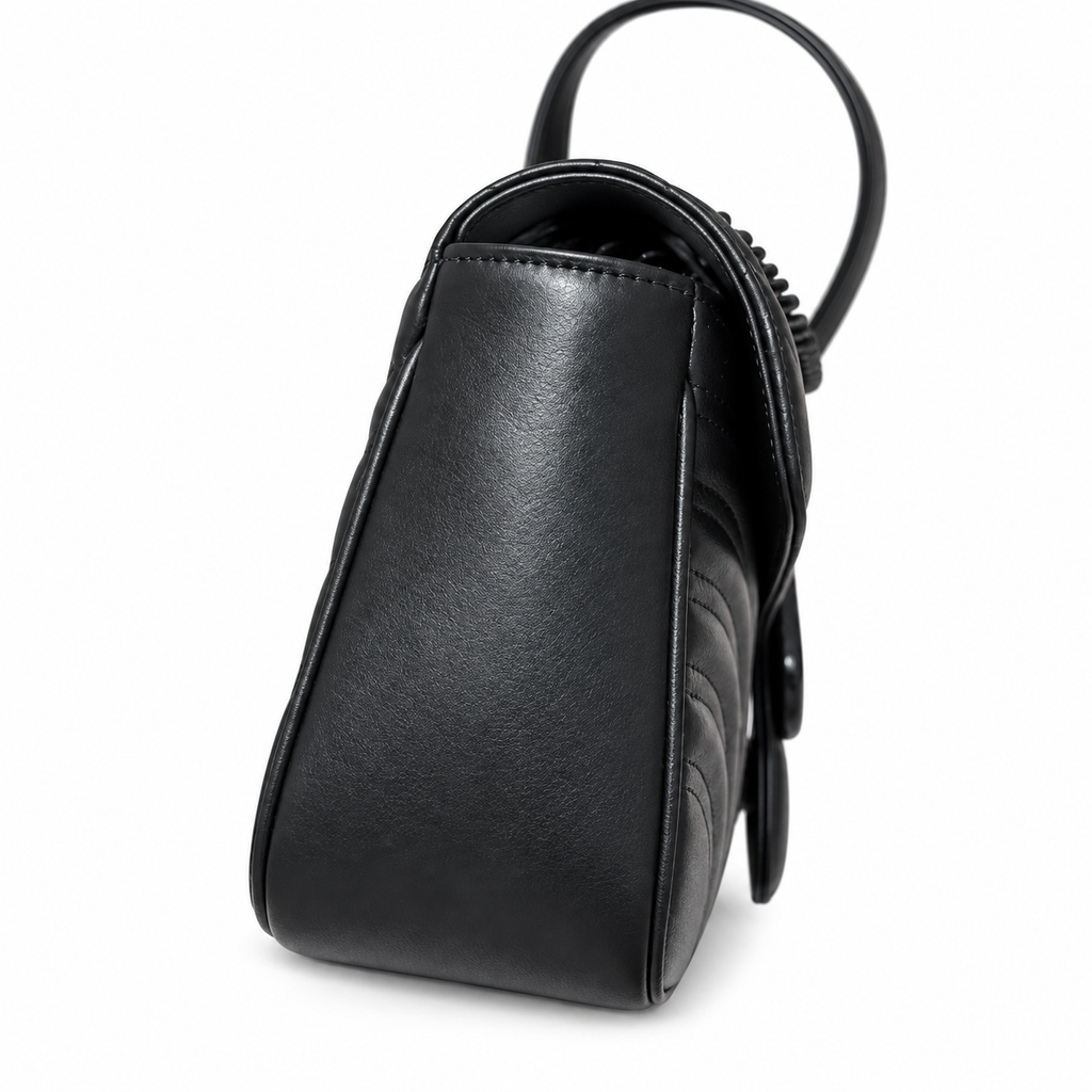 Gucci GG Marmont Medium Flap Bag in Tonal Black with Black Hardware