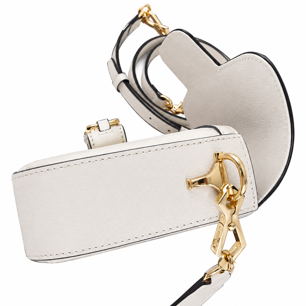 Gucci Horsebit 1955 Mini Crossbody Bag in White GG Supreme with Wide Web Strap
