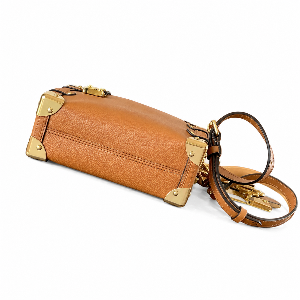 Louis Vuitton Petite Malle Souple — Cognac Taurillon, Gold Front Lock & Chain Strap