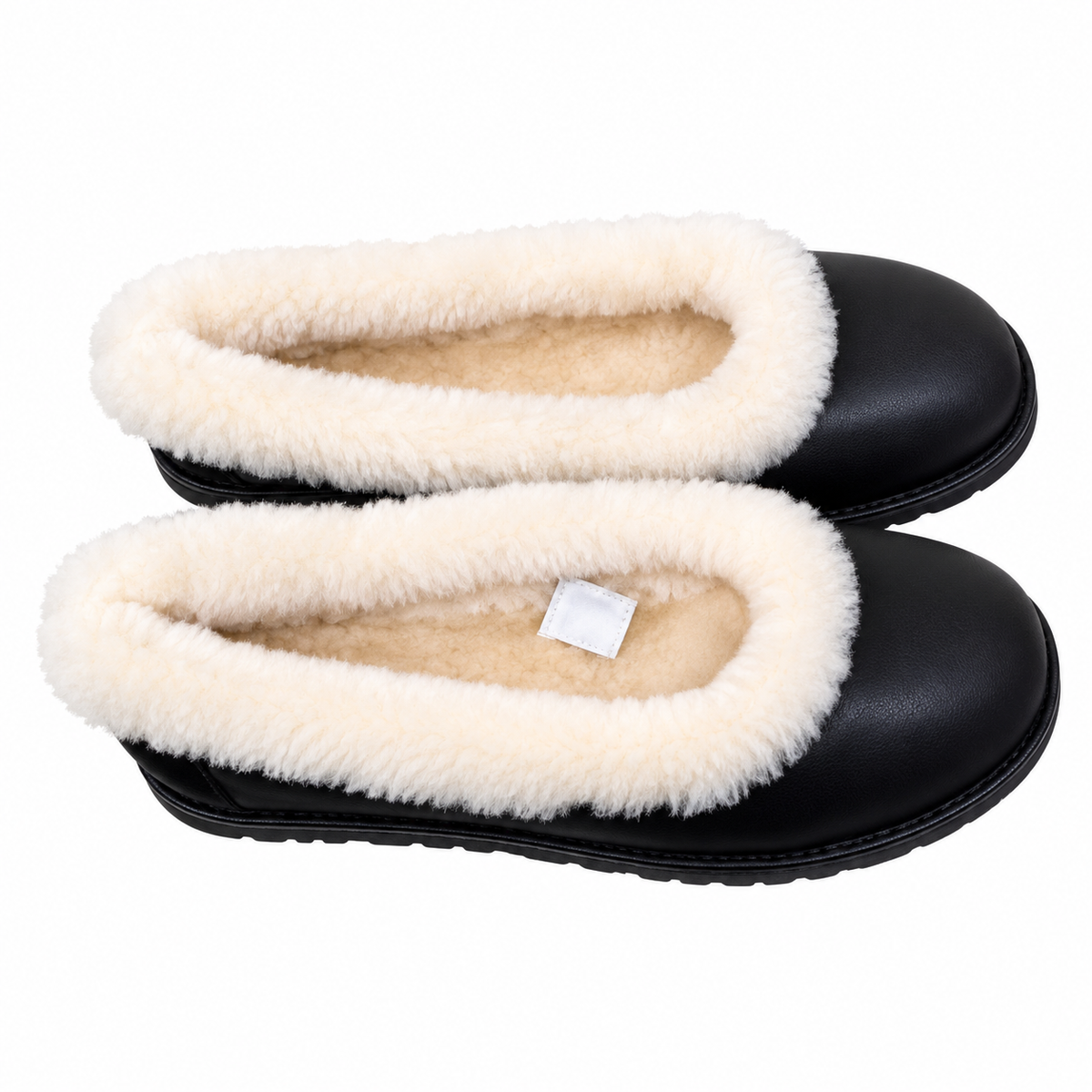 UGG Black Cream-Trim Slip-On Slippers