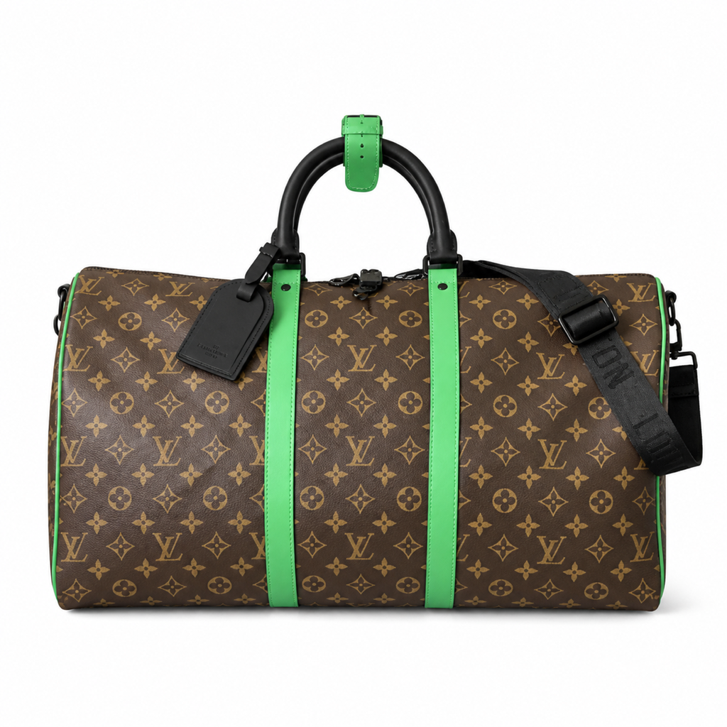 Louis Vuitton Keepall Bandoulière — Monogram Canvas with Green Trim