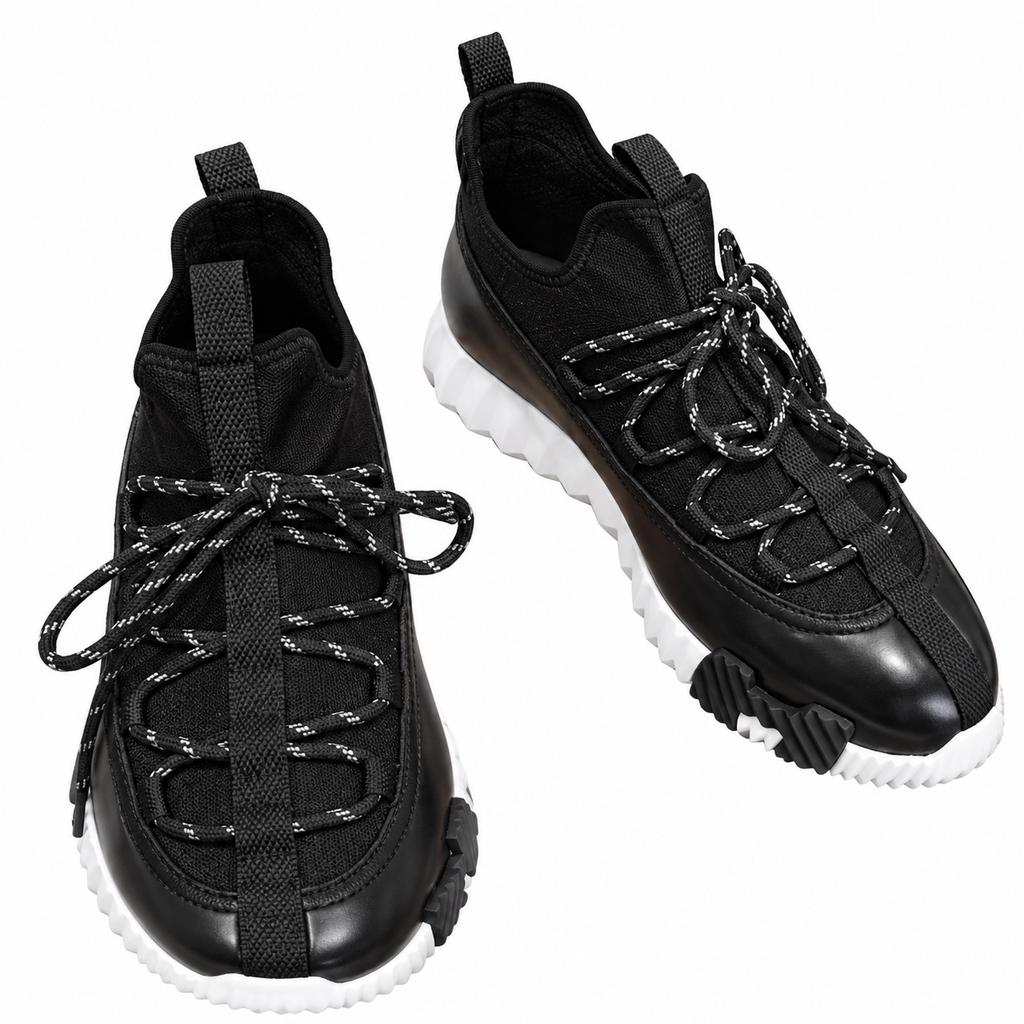 Hermès Men's Black Panelled Lace-Up Sneakers