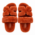 Hermès Burnt Orange Textured H-Strap Slides