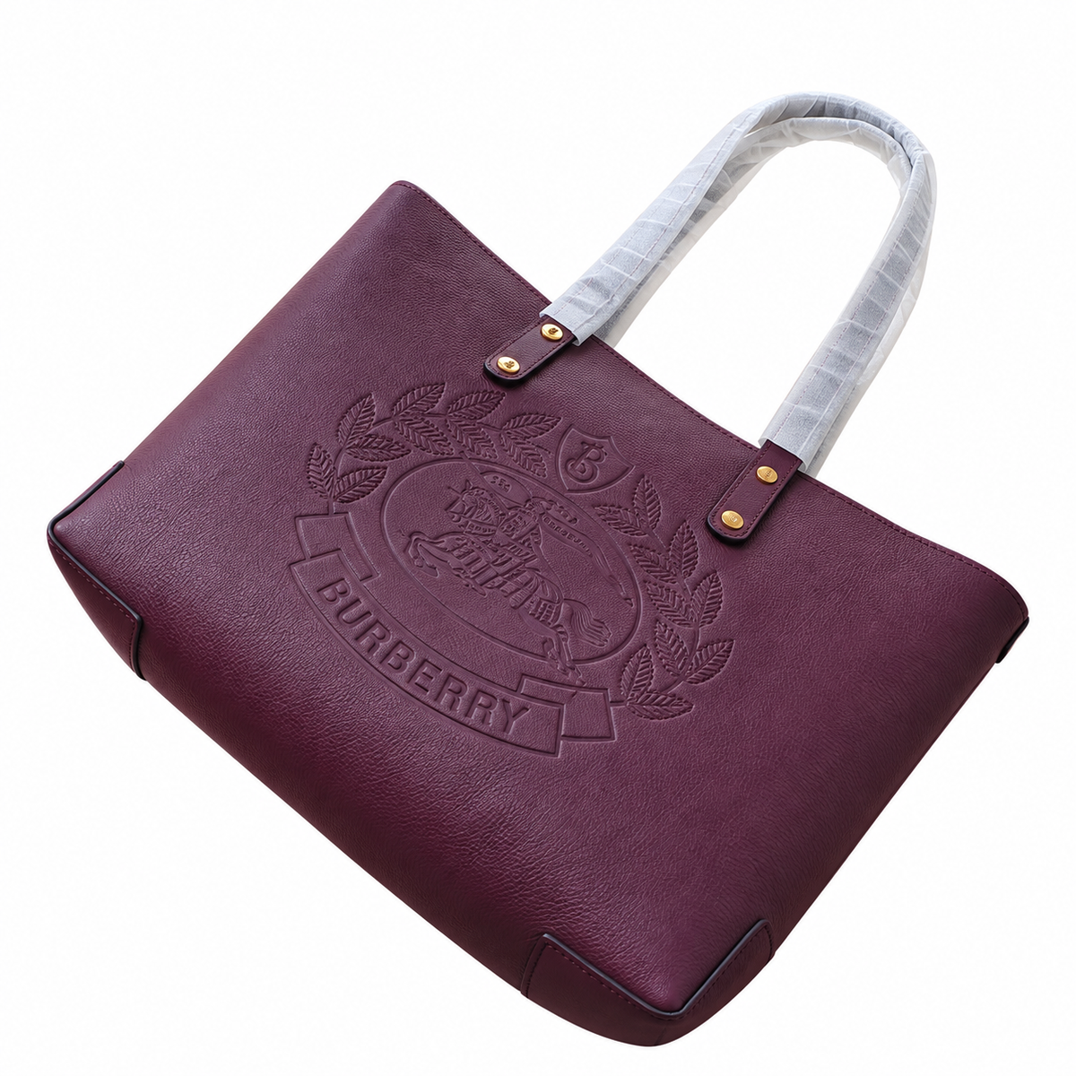 Burberry Heritage Crest Burgundy Tote Bag