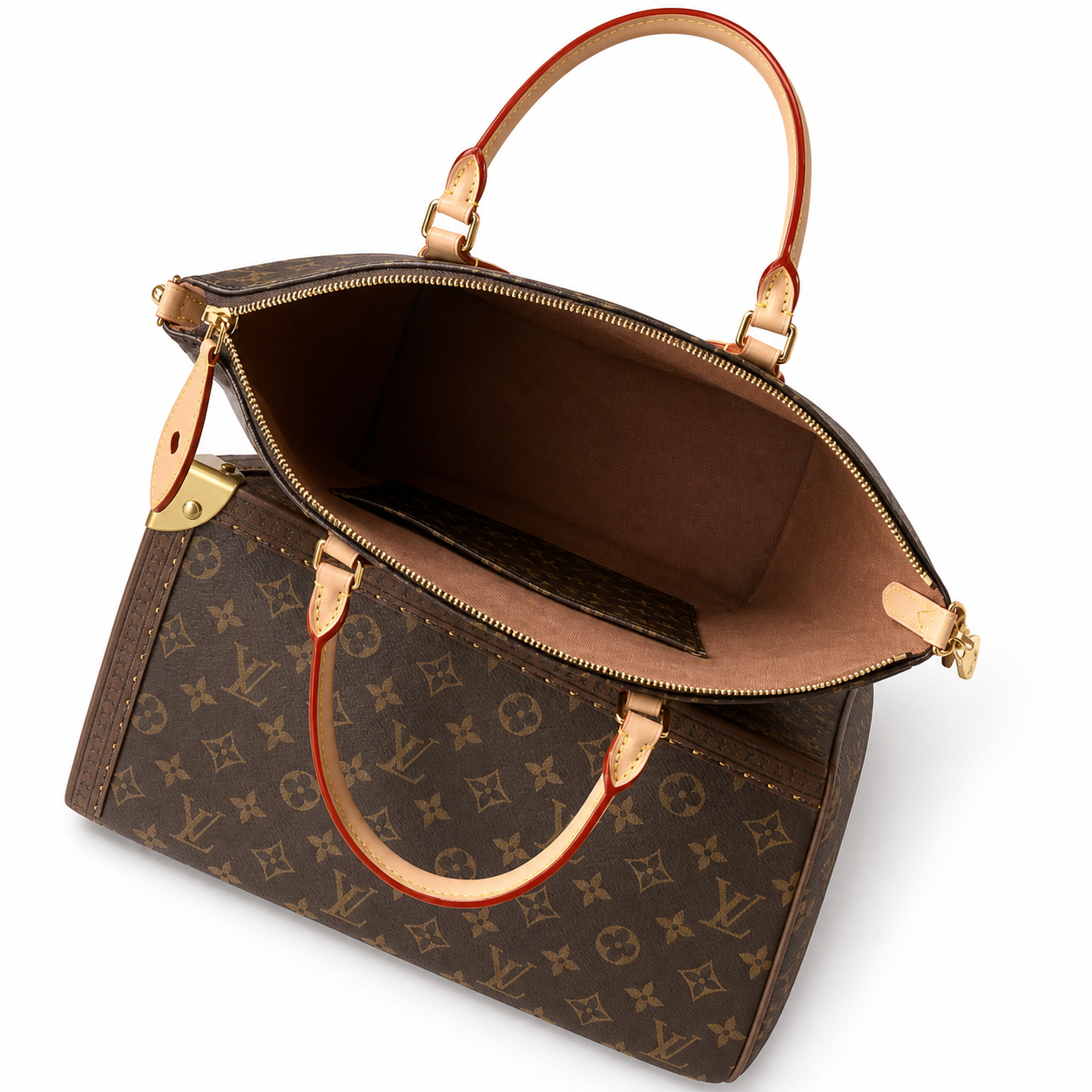 Louis Vuitton Boétie MM — Monogram Canvas, Vachetta Border Trim & Leaf Tab Handles