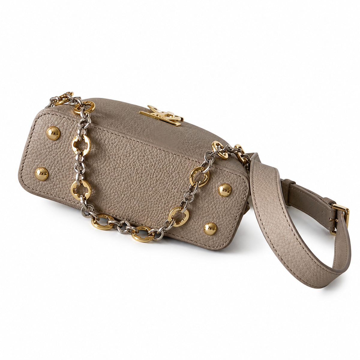 Louis Vuitton Capucines BB — Taurillon Leather in Tourterelle with Gold LV Clasp & Chain