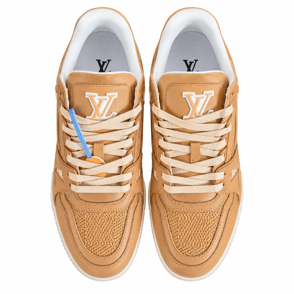 Louis Vuitton Trainer Tan Textured Sneakers