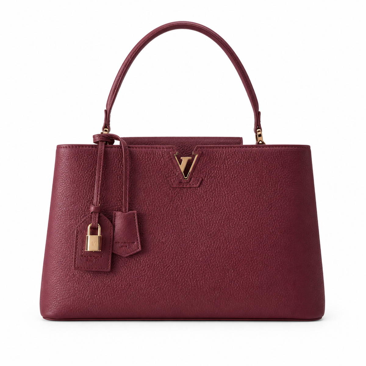 Louis Vuitton Capucines MM — Taurillon Leather in Bordeaux with Gold LV Lock