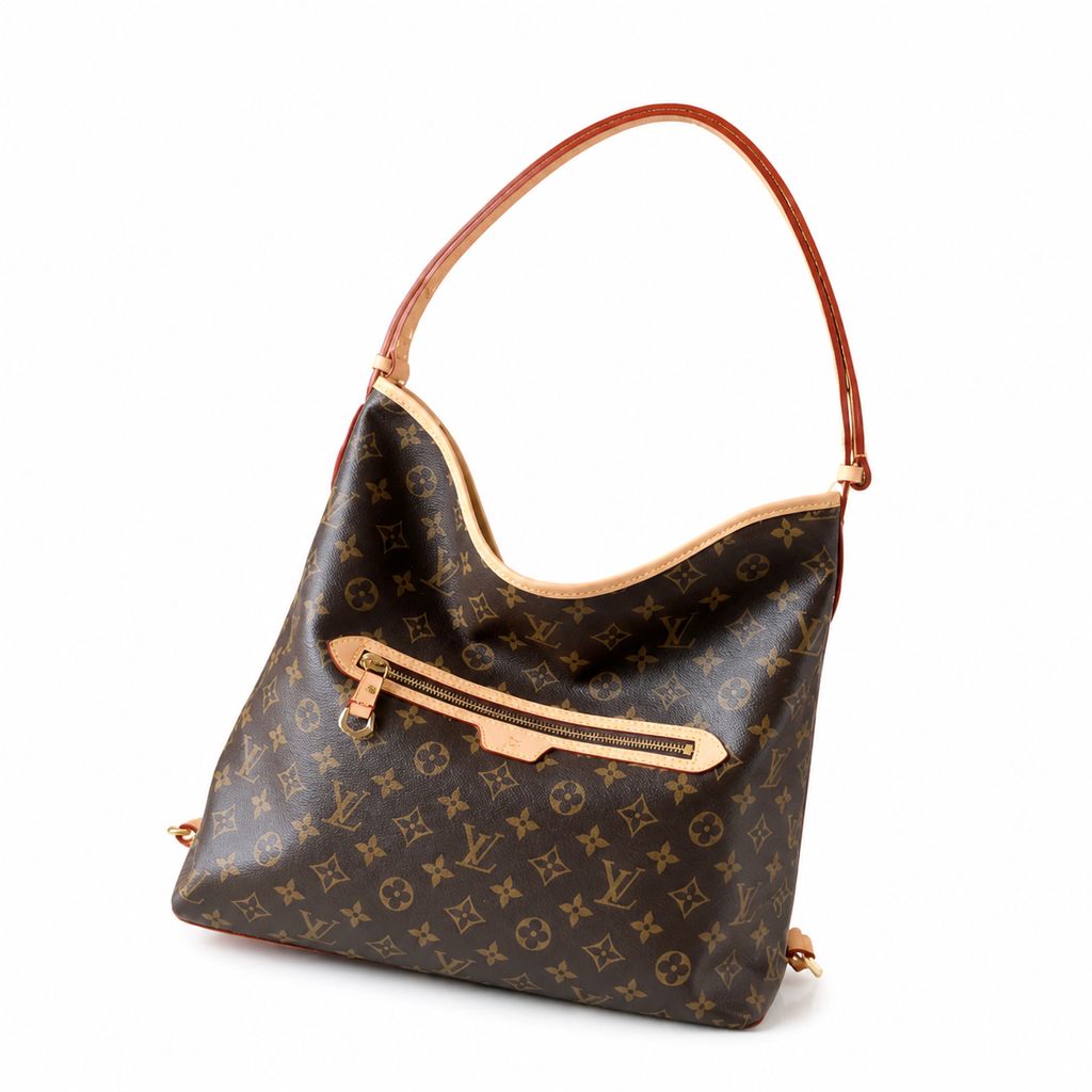 Louis Vuitton Large Crossbody — Monogram Canvas, Vachetta Strap & Red Striped Interior