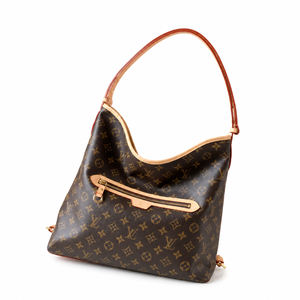 Louis Vuitton Large Crossbody — Monogram Canvas, Vachetta Strap & Red Striped Interior