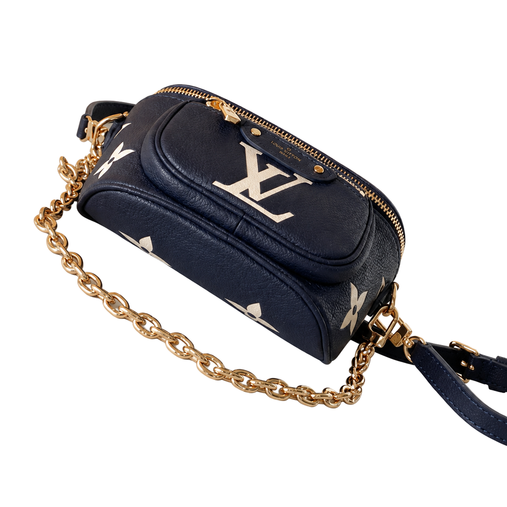 Louis Vuitton Vanity PM — Marine Bicolor Giant Empreinte, 360° Gold Zip & Dual Strap System